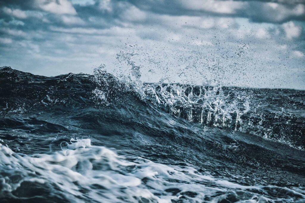 Out in a rough sea