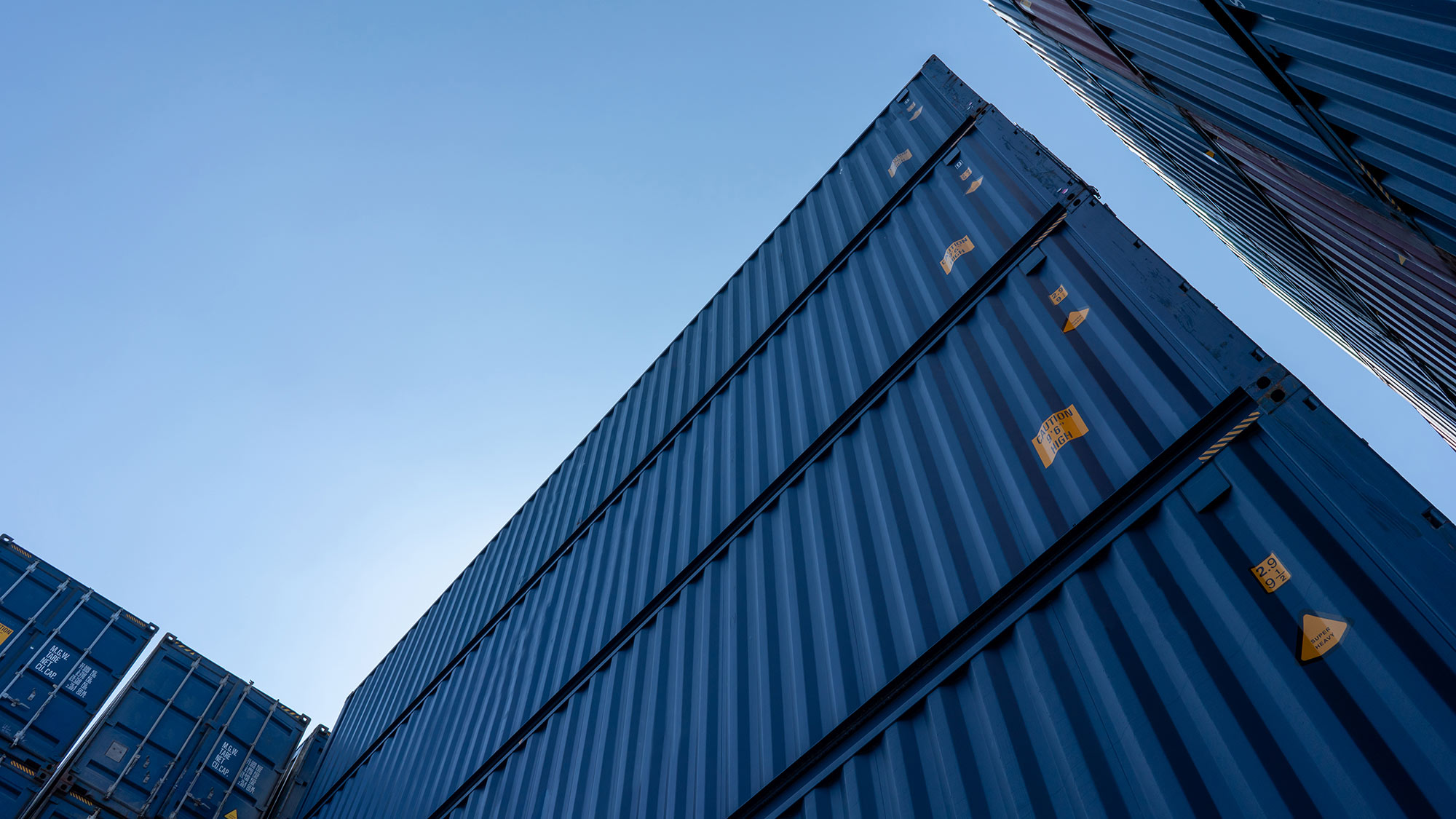 Stacked shipping containers